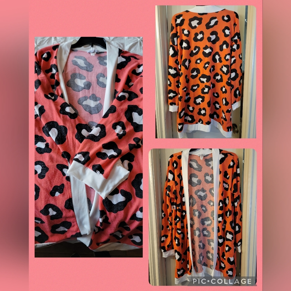 Perfectly Priscilla Coral Leopard Cardigan